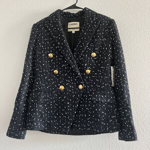 L'Agence Kenzie Blazer Size 2 Double Breasted Navy Multi Tweed
